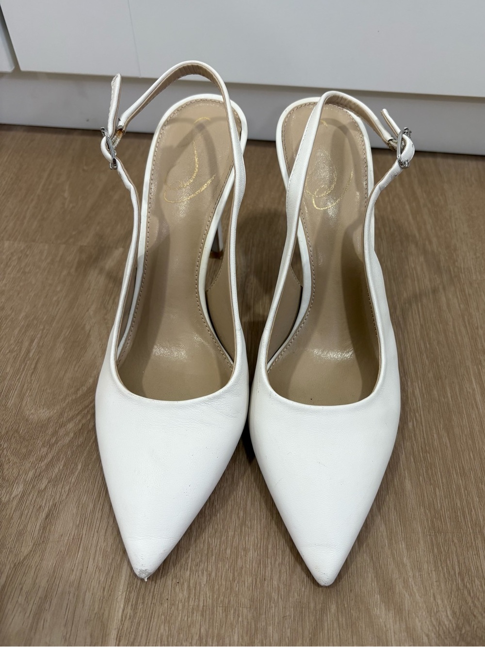 Sam Edelman White Hazel Slingback Heels